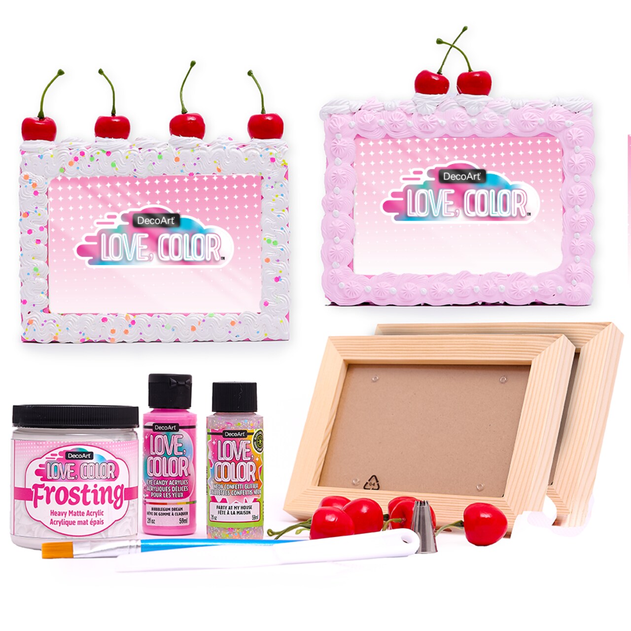 Love Color Frosted Frames Kit - Complete 14pc Craft Kit - Makes 2 Projects!